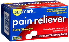 Sunmark Pain Reliever 500 mg Tablets - 100 Each