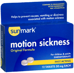 Sunmark Motion Sickness Tablets Original Formula, Fast Acting - 50 mg - 12 Each