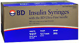BD Insulin Syringe, 1/2 cc, 29 Gauge Needle  - 100ea