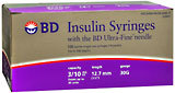 BD Insulin Syringe, 3/10 cc, 29 Gauge Needle  - 100ea