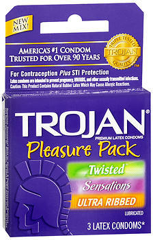 Trojan Pleasure Pack Lubricated Premium Latex Condoms - 3 Each