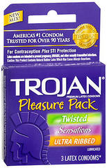 Trojan Pleasure Pack Lubricated Premium Latex Condoms - 3 Each