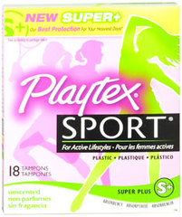 Playtex Sport Tampons Plastic Applicator Super Plus Unscented - 18 Each