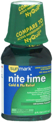 Sunmark Nite Time Cold Flu Relief Liquid Original Flavor - 6 Ounces - 1 Each