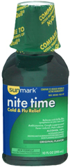 Sunmark Nite Time Cold Flu Relief Liquid Original Flavor - 10 Ounces - 1 Each