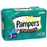 Pampers Baby-Dry Diapers Size 3 16-28 LBS 4X40 Pack - 40 EA