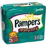 Pampers Baby-Dry Diapers Size 5 27+ LBS 4X30 Pack - 30 EA