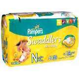 Pampers Swaddlers Newborn Up To 10 LBS With 6 Wipes 4X40 Pack - 40 Each