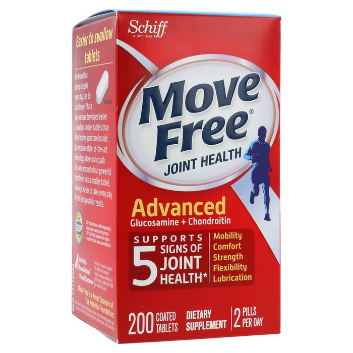 Schiff Move Free Joint Health Advanced (Glucosamine + Chondroitin) - 200  Coated Tablets - Dietary Supplement