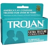 Trojan Condoms Ultra Texture Lubricated Latex - 12 Each