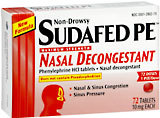 SUDAFED PE Nasal Decongestant 10 mg Tablets - 72 TB