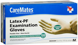 CareMates Latex-PF Examination Gloves Medium - 100 Count