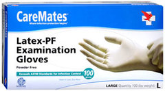 CareMates Disposable Medical Exam Gloves Latex Powder Free Large - 100 Count