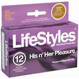 LifeStyles His n' Her Pleasure Condoms Lubricated Latex - 12 EA