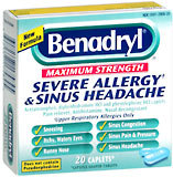 Benadryl Severe Allergy and Sinus Headache Caplets - 20 CP