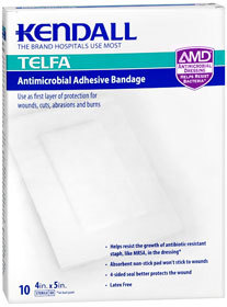 Kendall Telfa Antimicrobial Adhesive Bandage 4 Inches x 5 - 10 Box