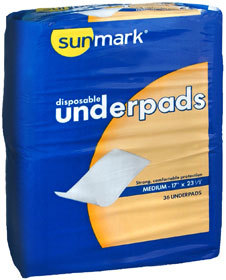 Sunmark Disposable Underpads Regular 17 Inch x 24 - 36 Each