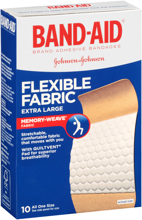 Band-Aid Adhesive Bandages, Flexible Fabric, Extra Large, 1-3/4-Inch  - 10ea