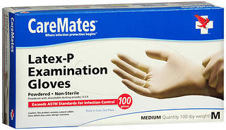CareMates Disposable Medical Exam Gloves Latex Powdered Medium - 100 Count