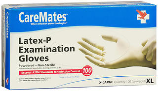 CareMates Latex-P Examination Gloves X-Large - 100 Count