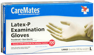 CareMates Latex-P Examination Gloves Large - 100 Count