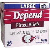 Depend Fitted Briefs Large Hips 42 to 54 Inches - 36 EA