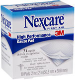 3M Nexcare Gauze Pads Triple Layer 2 X 2 - 10 Each