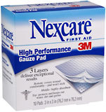 3M Nexcare Gauze Pads Triple Layer 3 X 3 - 10 Each