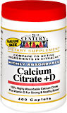 21st Century Calcium Citrate + D Caplets  -  400 Caplets