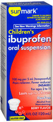 Sunmark Children's Ibuprofen Oral Suspension Dye-Free Berry Flavor  - 4 Ounces - 1 Each