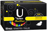 U by Kotex Clean Wear Pads Regular - 6 Pack x 18 EA
