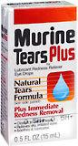 Murine Tears Lubricant Redness Reliever Eye Drops, Natural Tears Formula  - 0.5oz