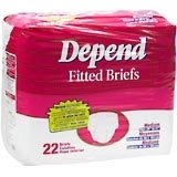 Depend Fitted Briefs Medium Hips 26 to 41 Inches 4X22 Pack - 22 Each