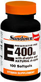 Sundown E 400 IU Softgels With dl-Alpha and Natural d-Alpha - 100 Caps
