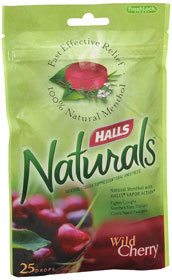 Halls Naturals Drops, Wild Cherry - 25 Each