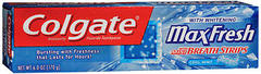 Colgate MaxFresh Fluoride Toothpaste with Mini Breath Strips, Cool Mint - 6 Ounces