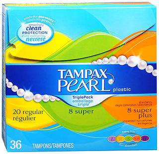Tampax Compak Pearl Tampons Multipack: 20 Regular, 8 Super, 8 Super Plus - 36 Each