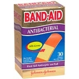 Band-Aid Adhesive Bandages, Antibacterial, All One Size  - 30ea