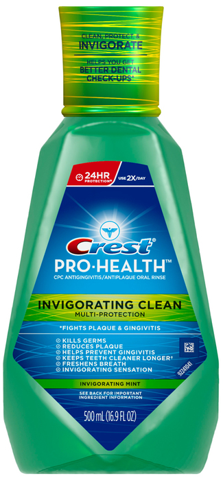 Crest Pro-Health Invigorating Clean Multi-Protection Oral Rinse,  Wintermint - 500 Milliliters