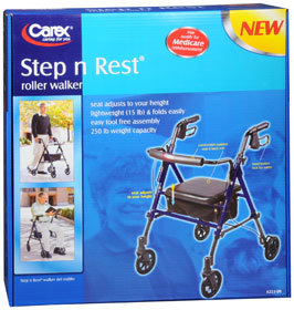 Carex Step 'n Rest Roller Walker - 1 Each