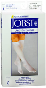 JOBST Anti-Embolism Stockings Knee-Length, White - Large - 1 Pair