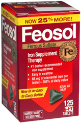 Feosol Iron Supplement Therapy, 65 Milligram  - 125 Tablets