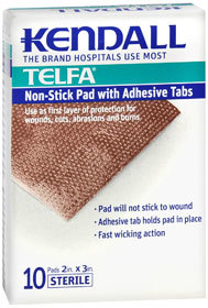 Kendall Telfa Non-Stick Pad with Adhesive Pads, 2"x3" - 10 Pads