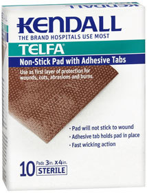 Kendall Telfa Non-Stick Pad with Adhesive Pads, 3" x 4" - 10 Each