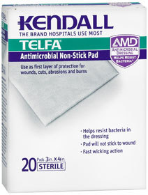 Kendall Telfa Antimicrobial Non-Stick Pad, 3" x 4" - 20 Each