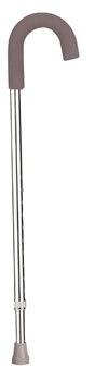 Round Handle Cane with Foam Grips, Silver - 1 Each