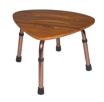 K.D. Teak Adjustable Height Bath Stool - 1 Each