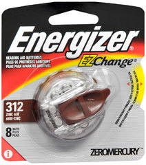 Energizer EZ Change Zero Mercury Hearing Aid Battery AZ312EZ-8 - 8 Each
