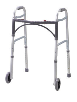 Drive Medical Deluxe Folding Walker, Two Button with 5" Wheels DR10210-4