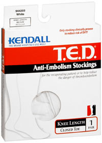 Kendall T.E.D. Anti-Embolism Stockings Knee-Length Closed Toe White Medium  - 1 Pair